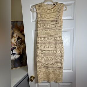 Zara Cream Crochet Lace Midi Dress